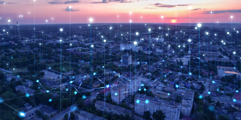 Smart grid with connected technology beaming data Smart grid with connected technology beaming data