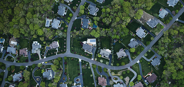 Visão geral de vizinhança suburbana