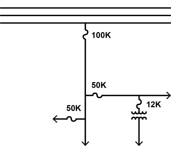 One-line diagram example of a lateral circuit.