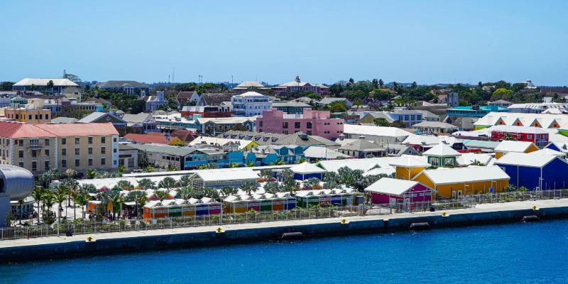 Nassau Cruise Port view from Harbor, New Providence, The Bahamas
