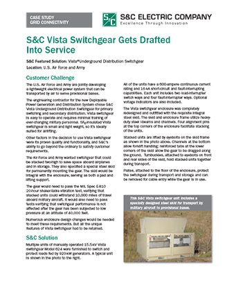 S&C Vista Switchgear Gets Drafted Into Service