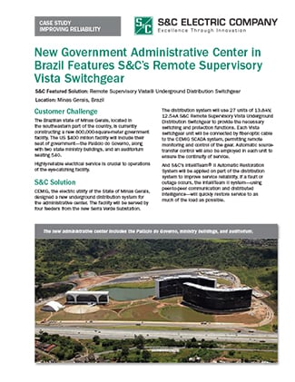New Government Administrative Center in Brazil Features S&C’s Remote Supervisory Vista Switchgear