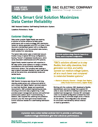 Solução Smart Grid da S&C Maximiza a Confiabilidade do Data center