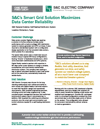 Solução Smart Grid da S&C Maximiza a Confiabilidade do Data center