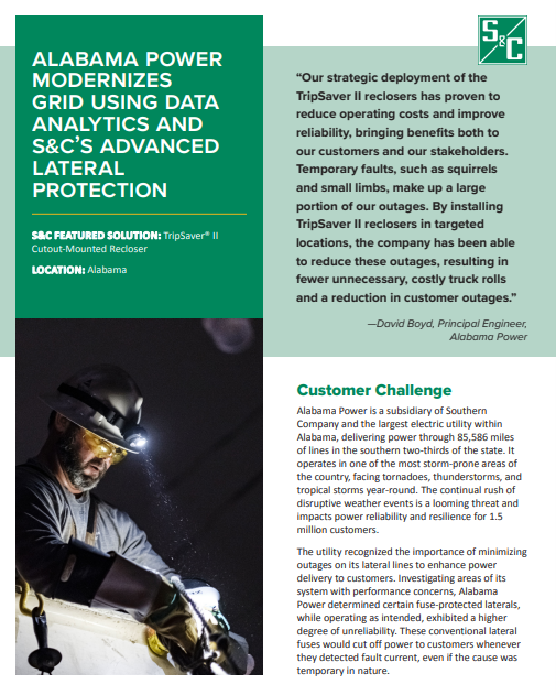 Alabama Power Modernizes Grid Using Data Analytics and S&C's Advanced Lateral Protection Case Study Thumbnail
