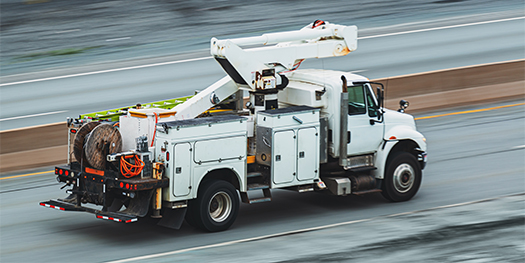 Power Utility Truck in Route