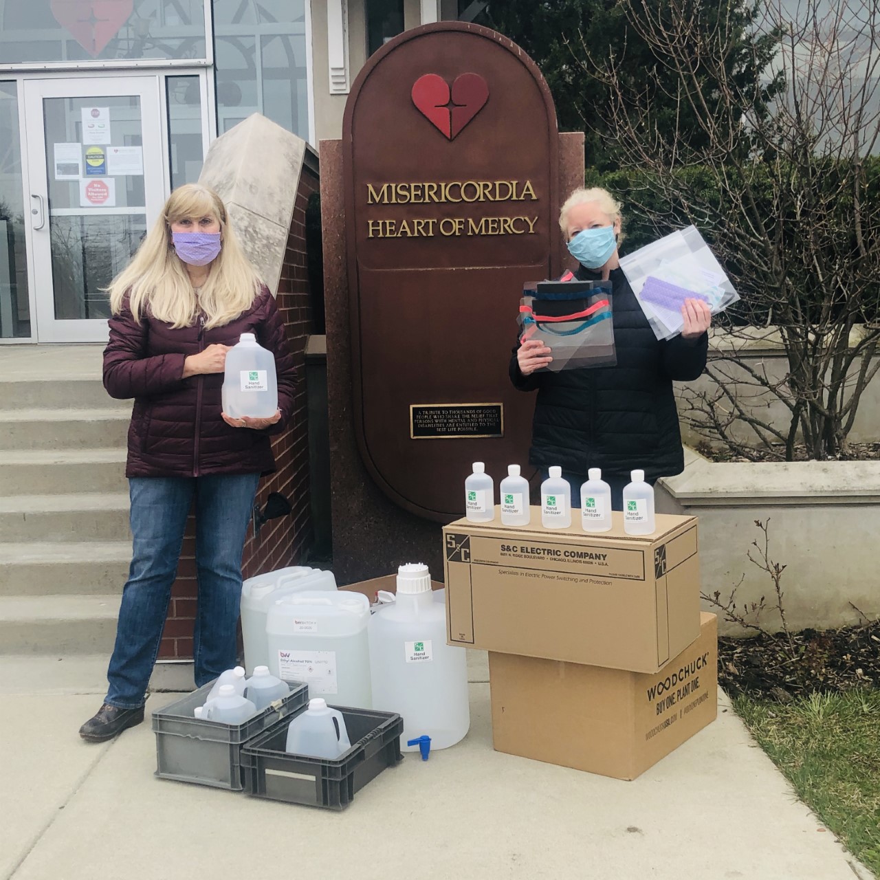 Misericordia Heart of Mercy employees with donated supplies